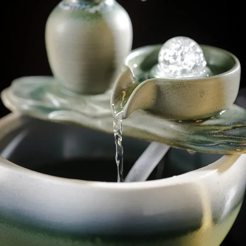 Ceramic Water Fountain Flowing Humidifier